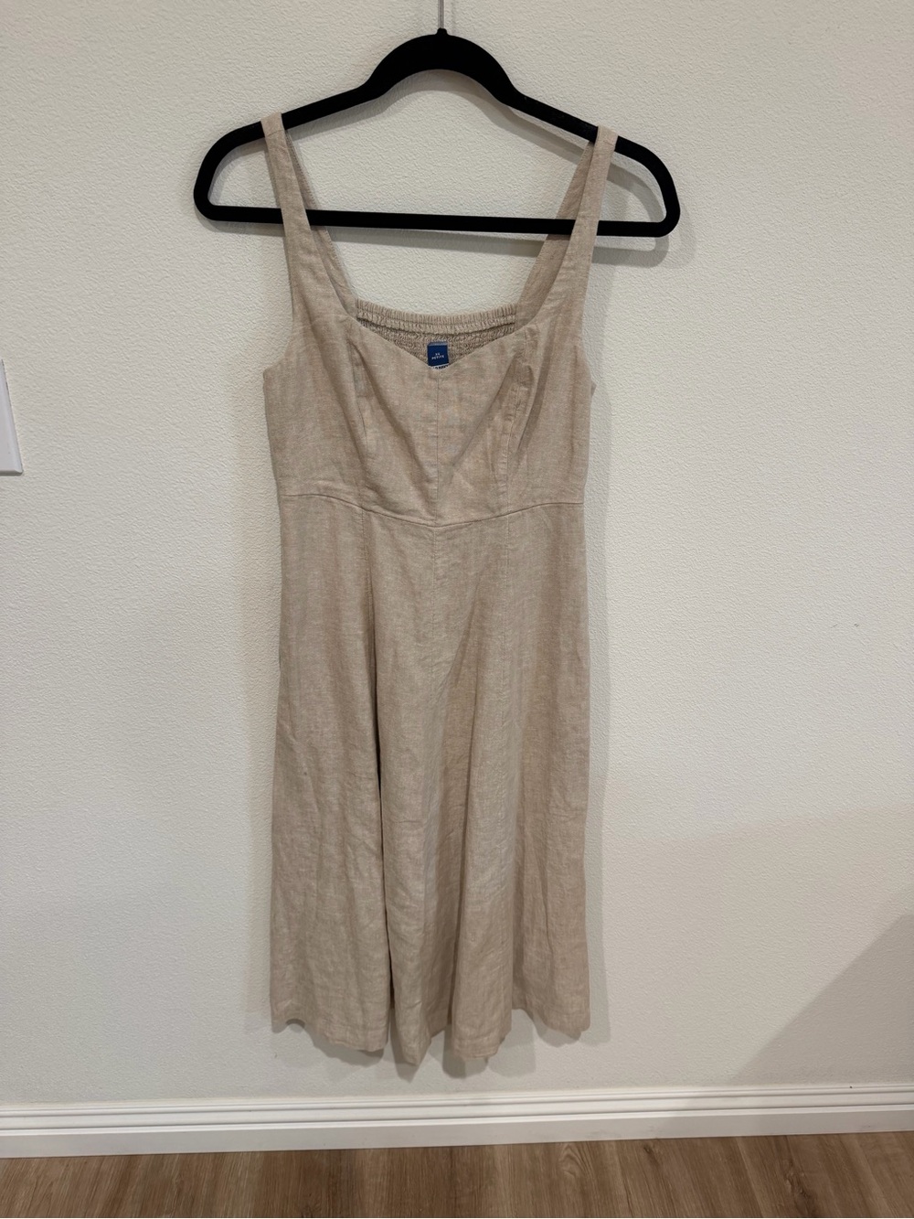 Old Navy Neutral Beige Sleeveless Midi Linen-Blend Dress